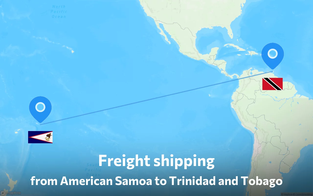 Shipping route from American Samoa to Trinidad and Tobago