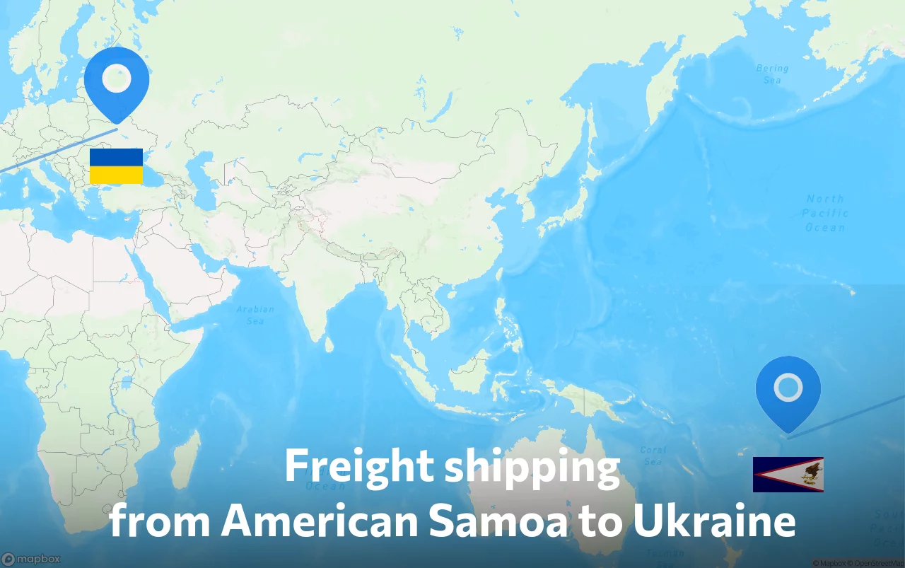 Shipping route from American Samoa to Ukraine