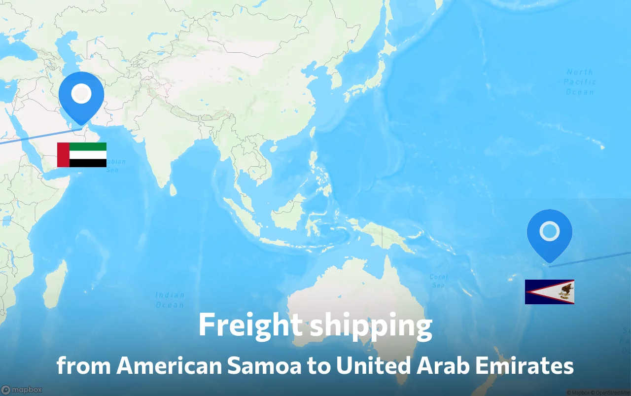 Shipping route from American Samoa to United Arab Emirates