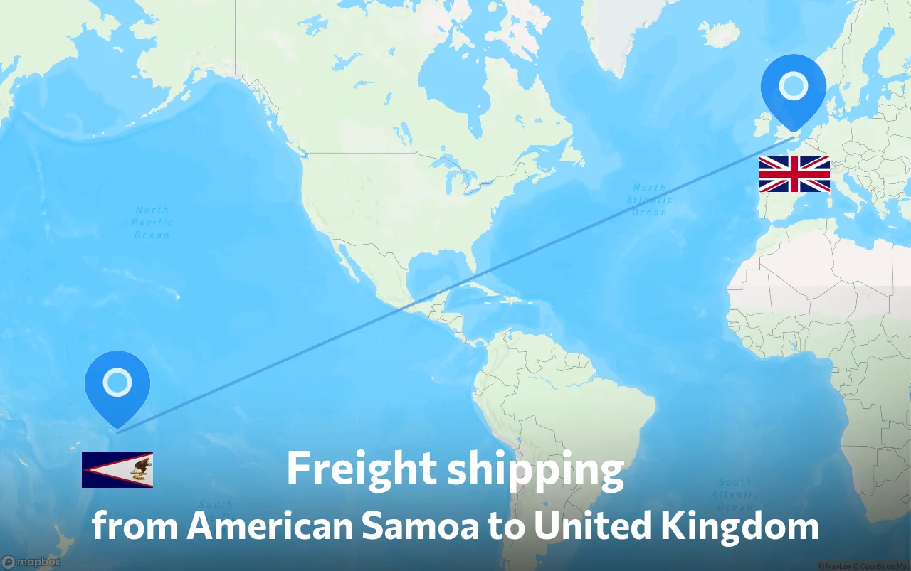Shipping route from American Samoa to United Kingdom