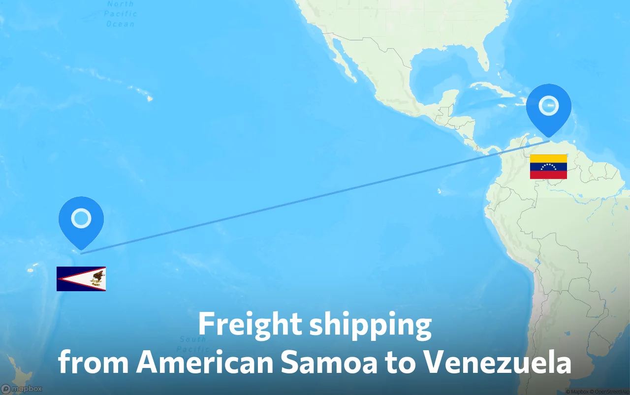 Shipping route from American Samoa to Venezuela