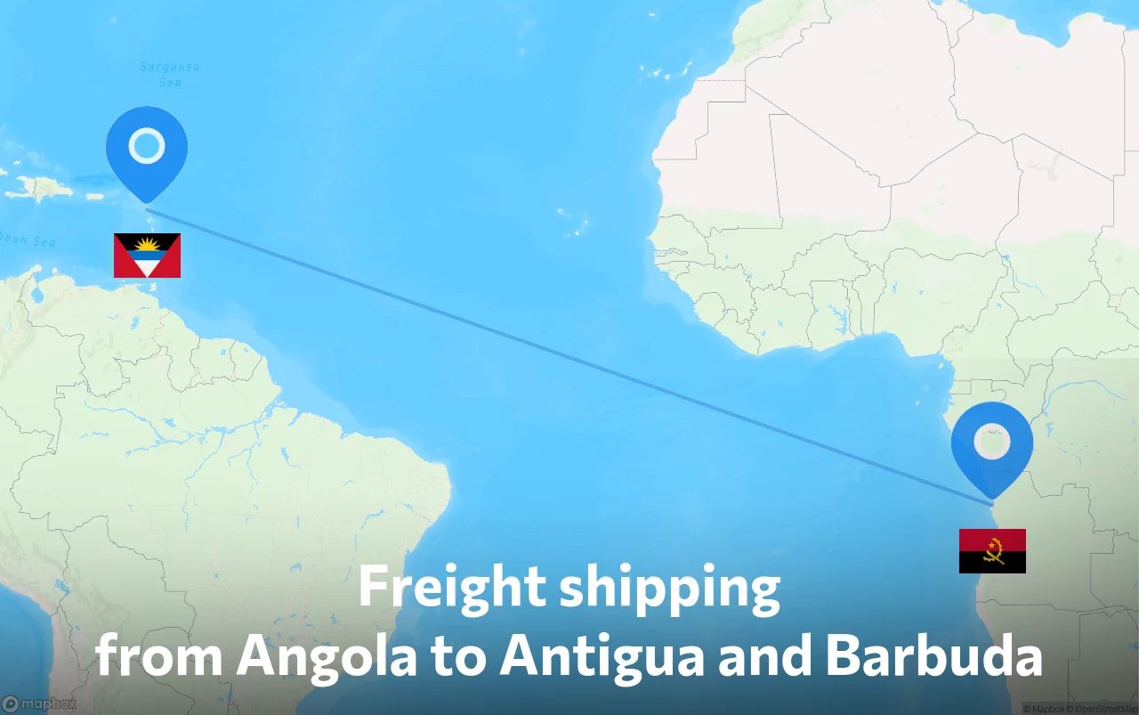 Shipping route from Angola to Antigua and Barbuda