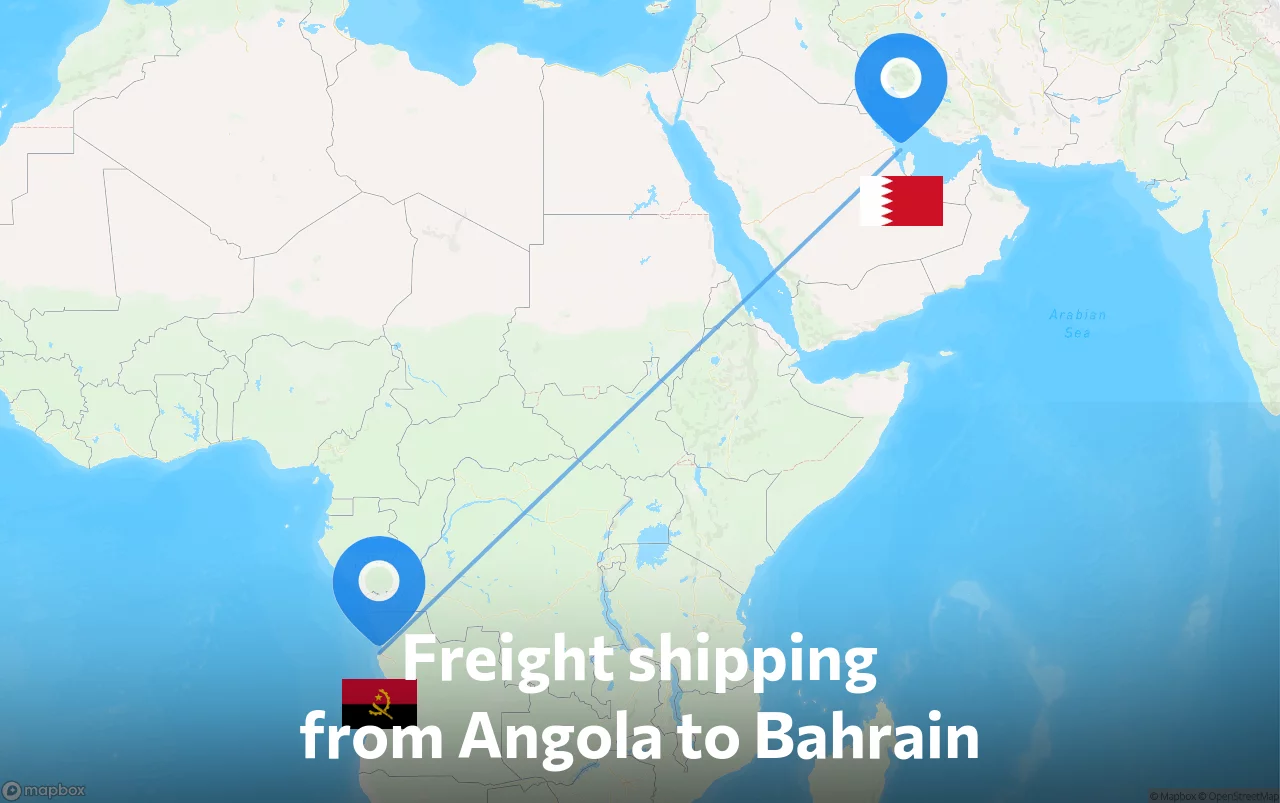 Shipping route from Angola to Bahrain