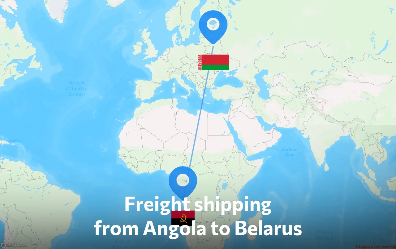 Shipping route from Angola to Belarus