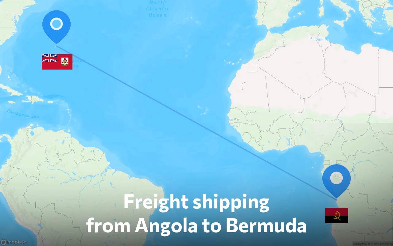 Shipping route from Angola to Bermuda