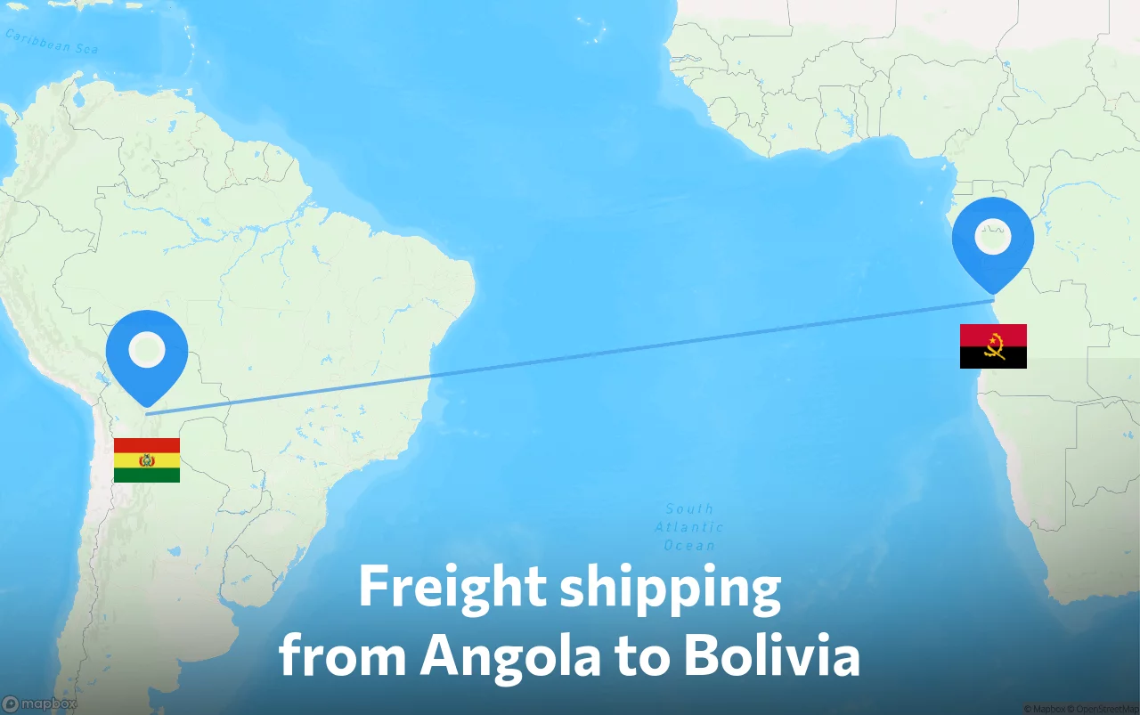 Shipping route from Angola to Bolivia