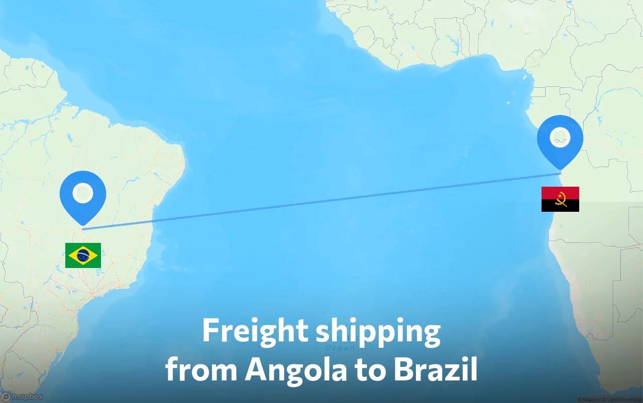 Shipping route from Angola to Brazil