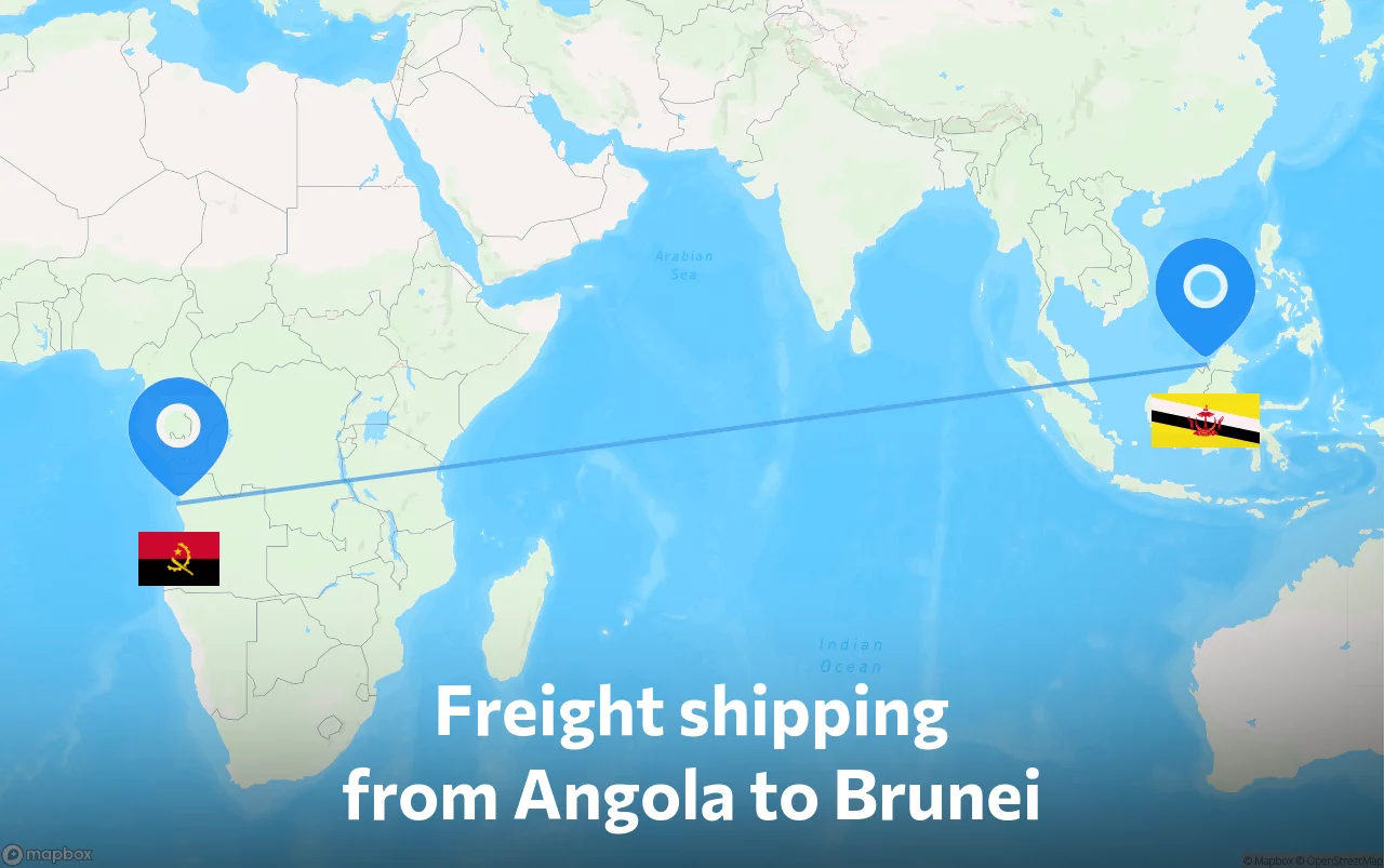 Shipping route from Angola to Brunei