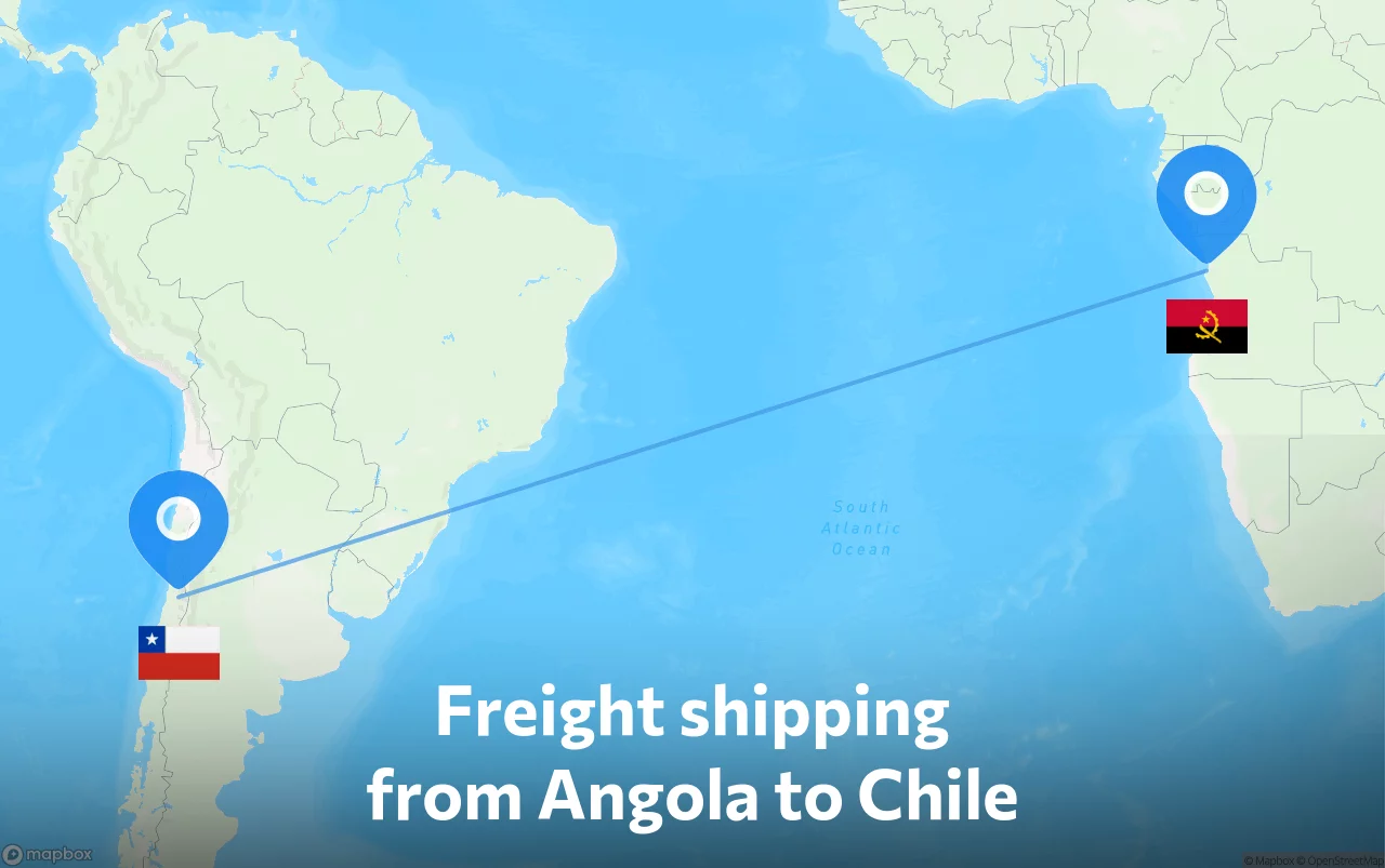 Shipping route from Angola to Chile