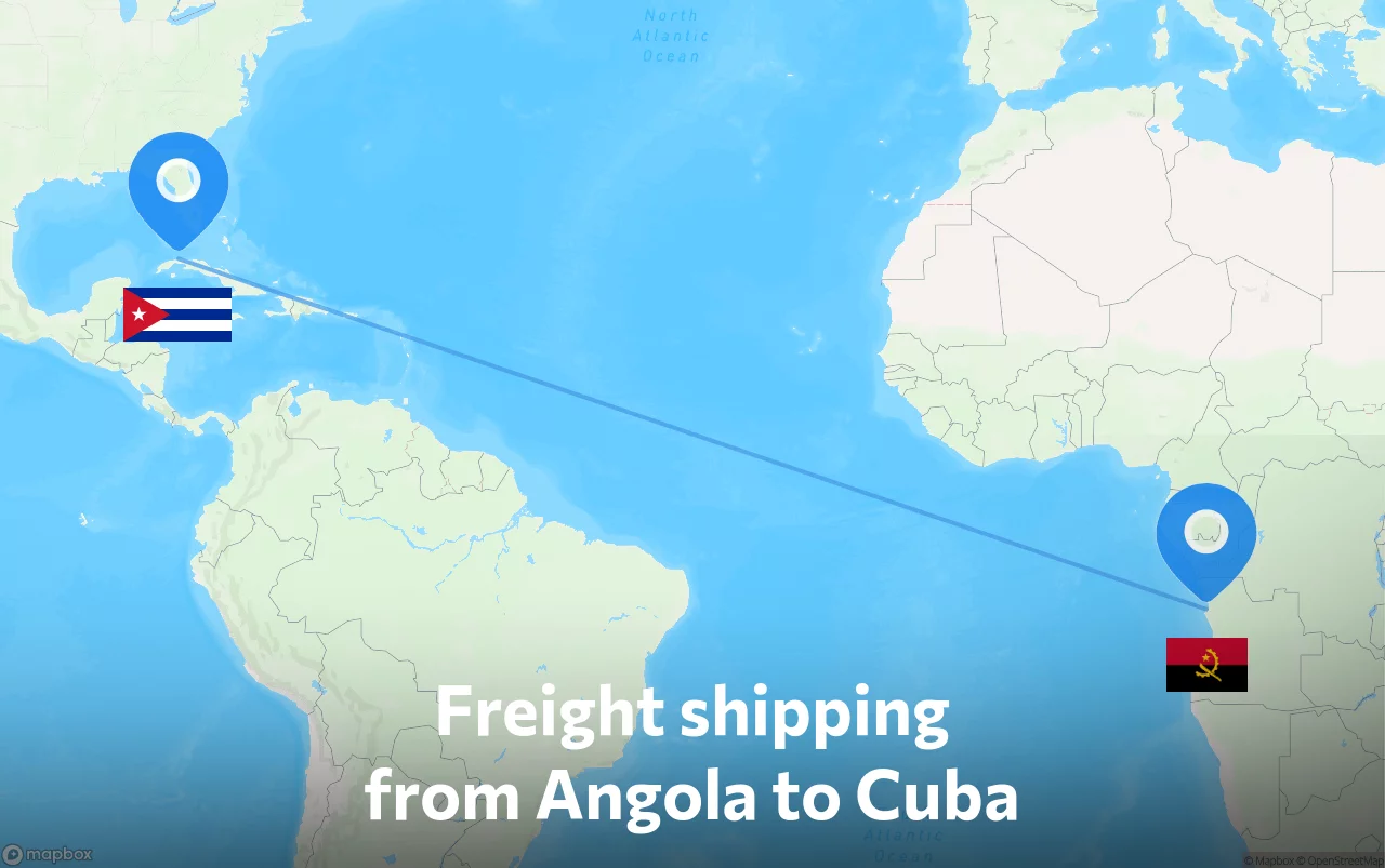 Shipping route from Angola to Cuba