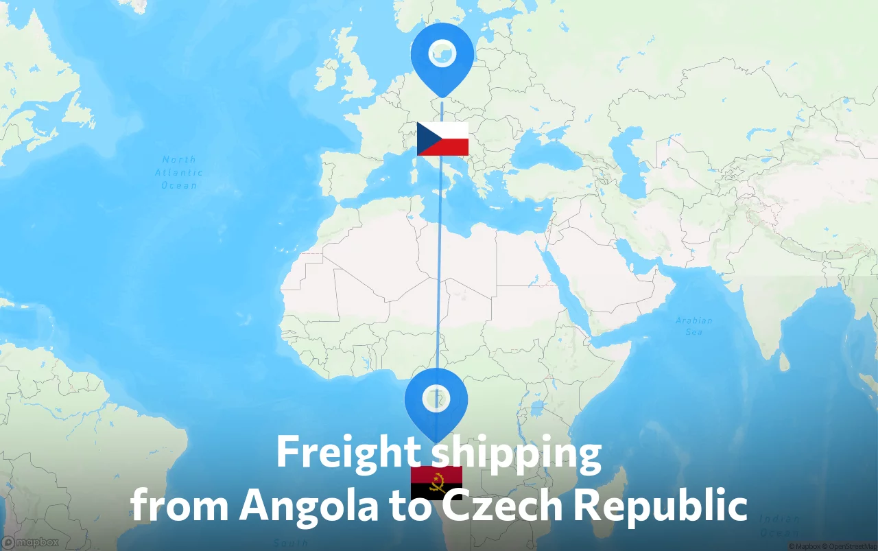 Shipping route from Angola to Czech Republic