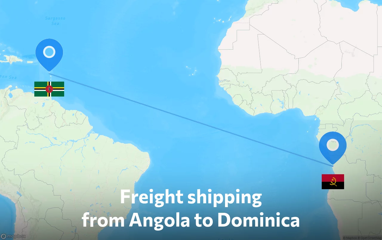 Shipping route from Angola to Dominica