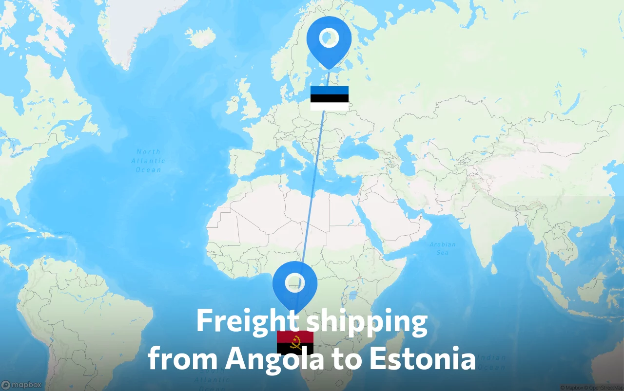 Shipping route from Angola to Estonia