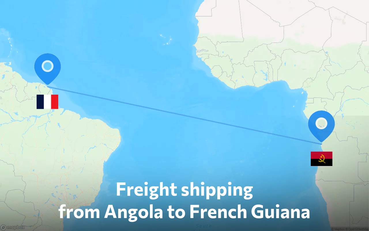 Shipping route from Angola to French Guiana