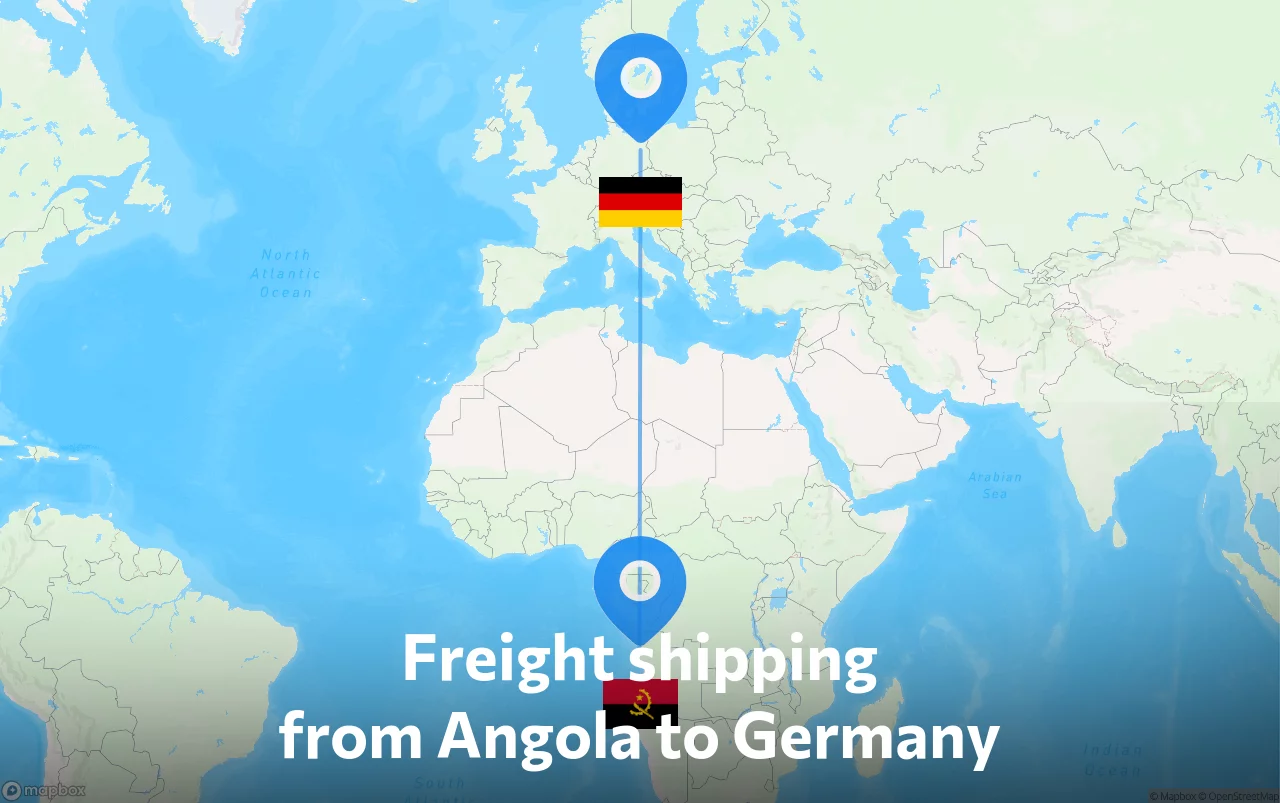 Shipping route from Angola to Germany