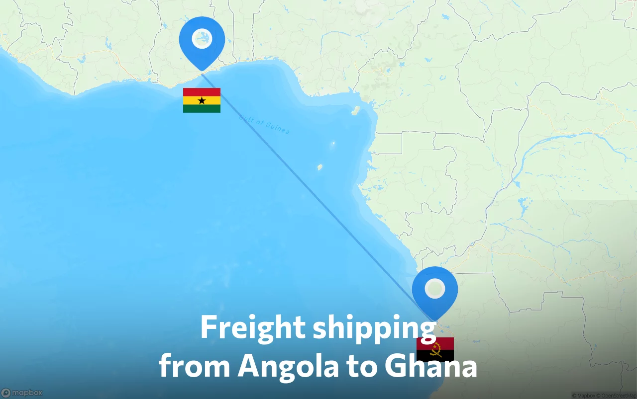 Shipping route from Angola to Ghana