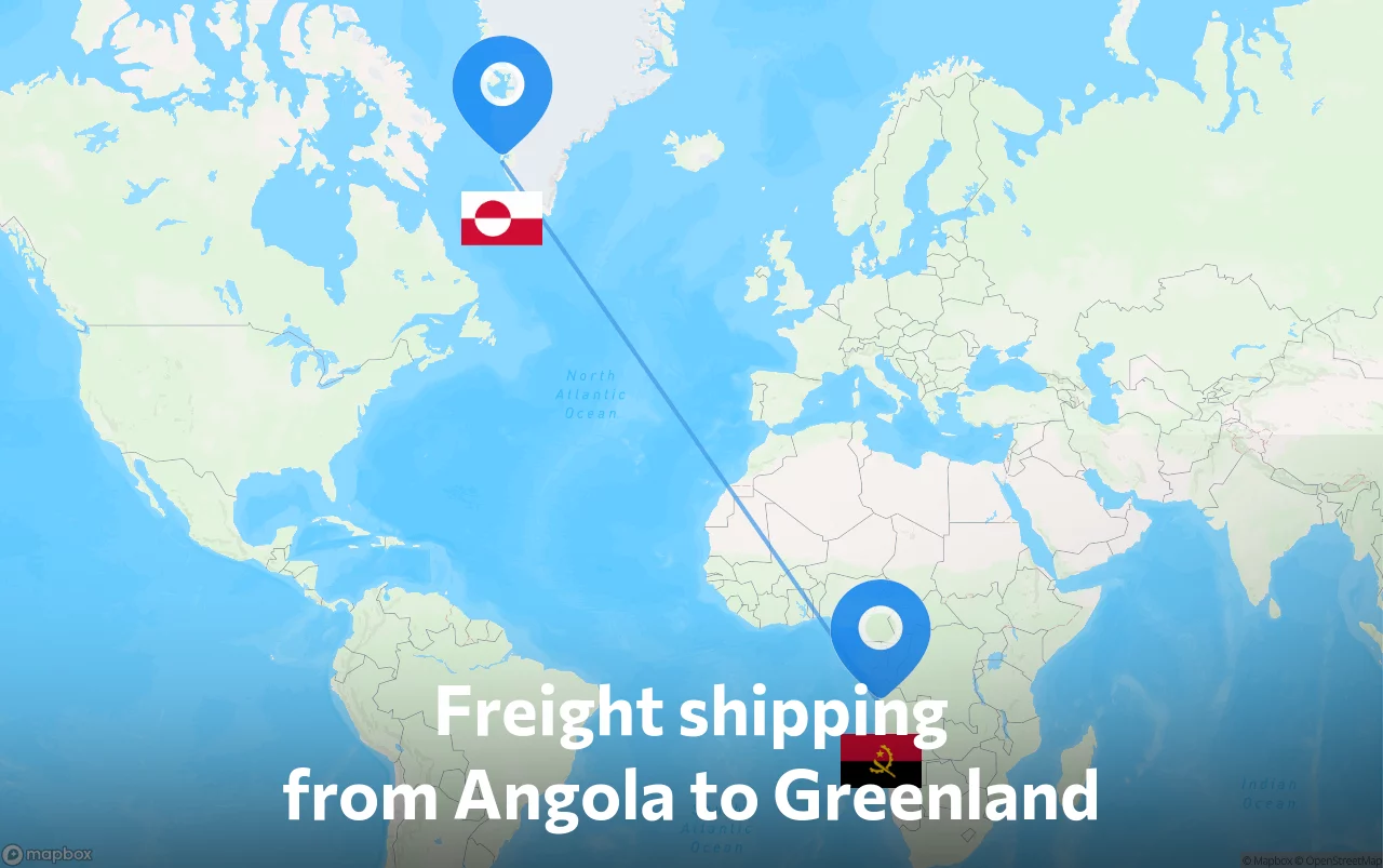 Shipping route from Angola to Greenland