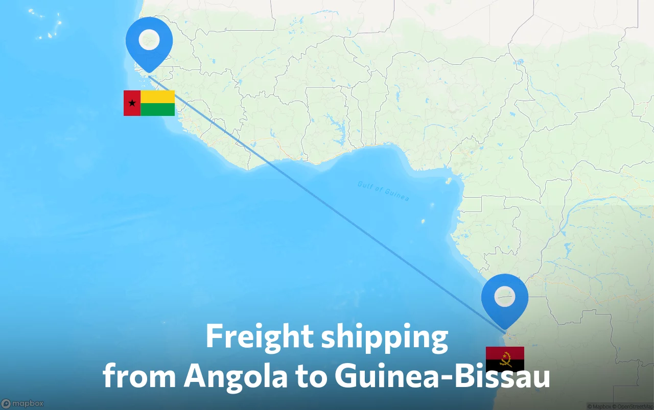 Shipping route from Angola to Guinea-Bissau