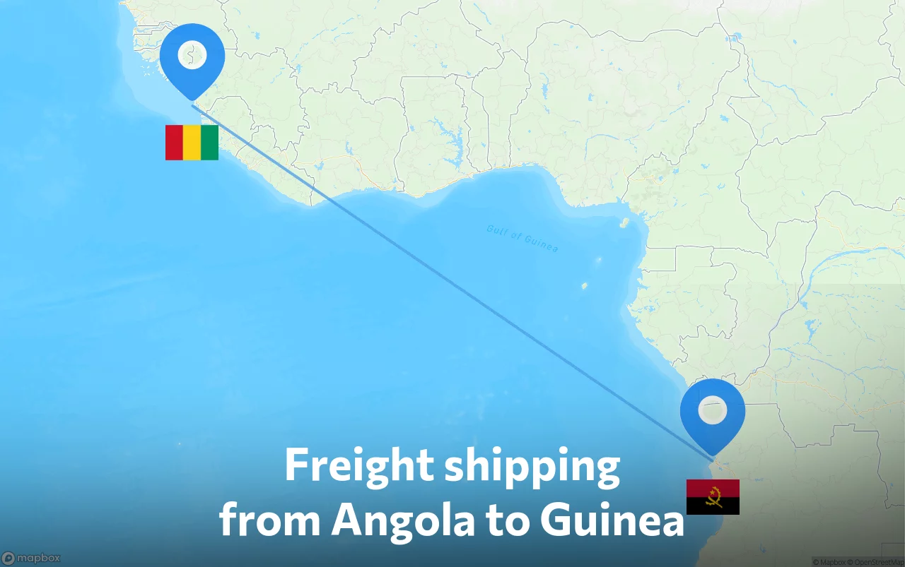 Shipping route from Angola to Guinea