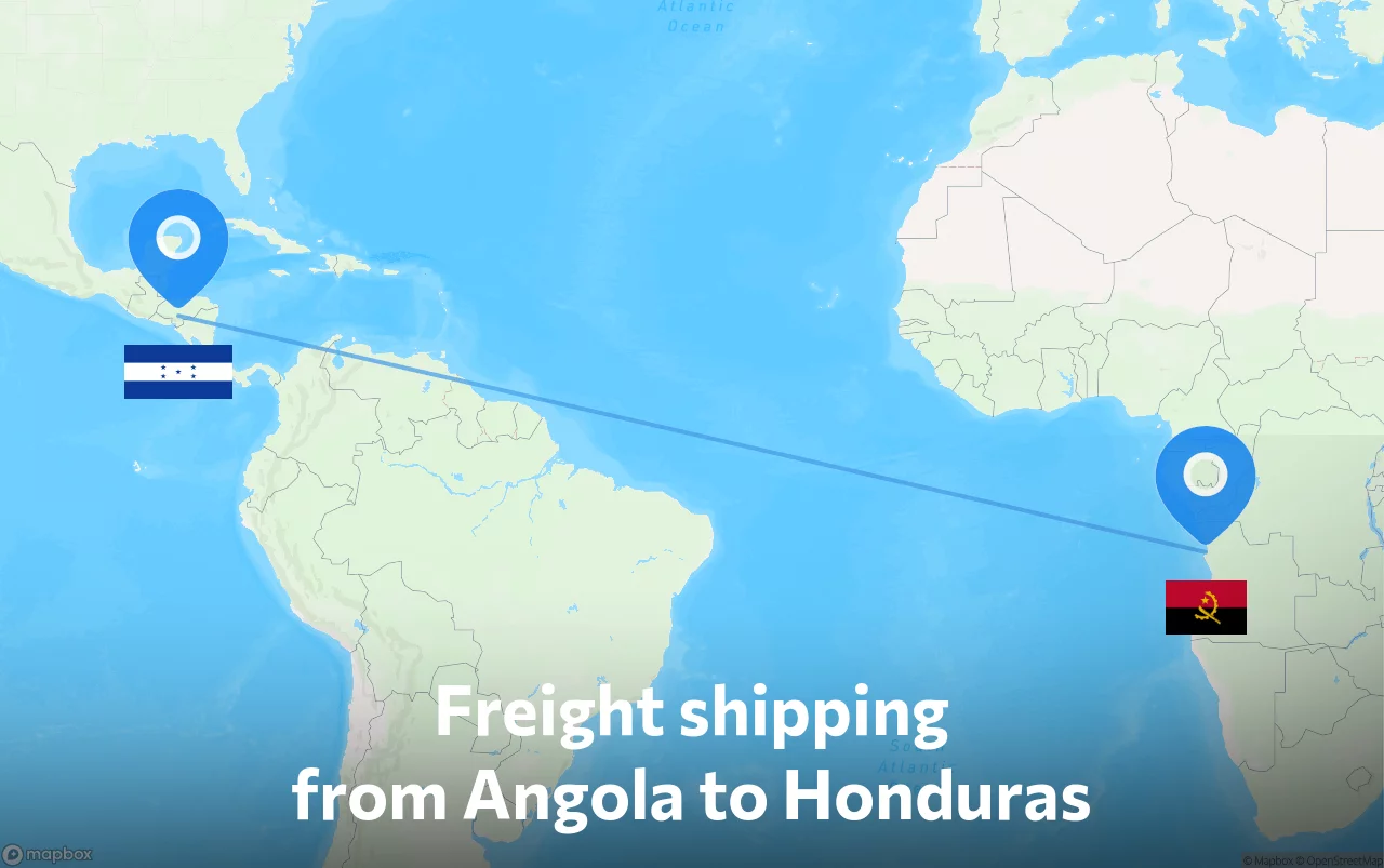 Shipping route from Angola to Honduras