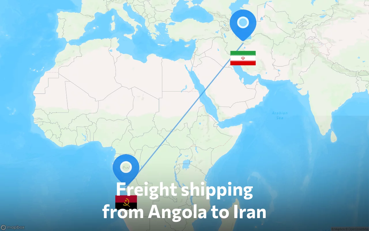 Shipping route from Angola to Iran
