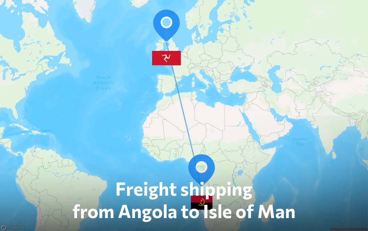Shipping route from Angola to Isle of Man