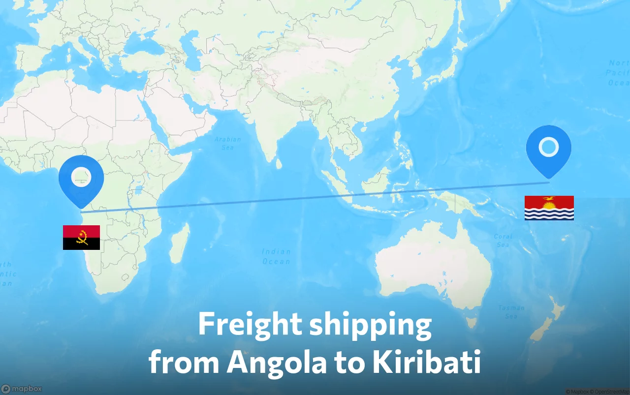 Shipping route from Angola to Kiribati