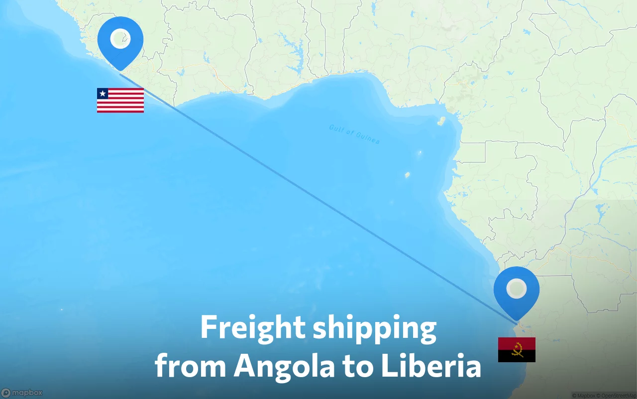 Shipping route from Angola to Liberia