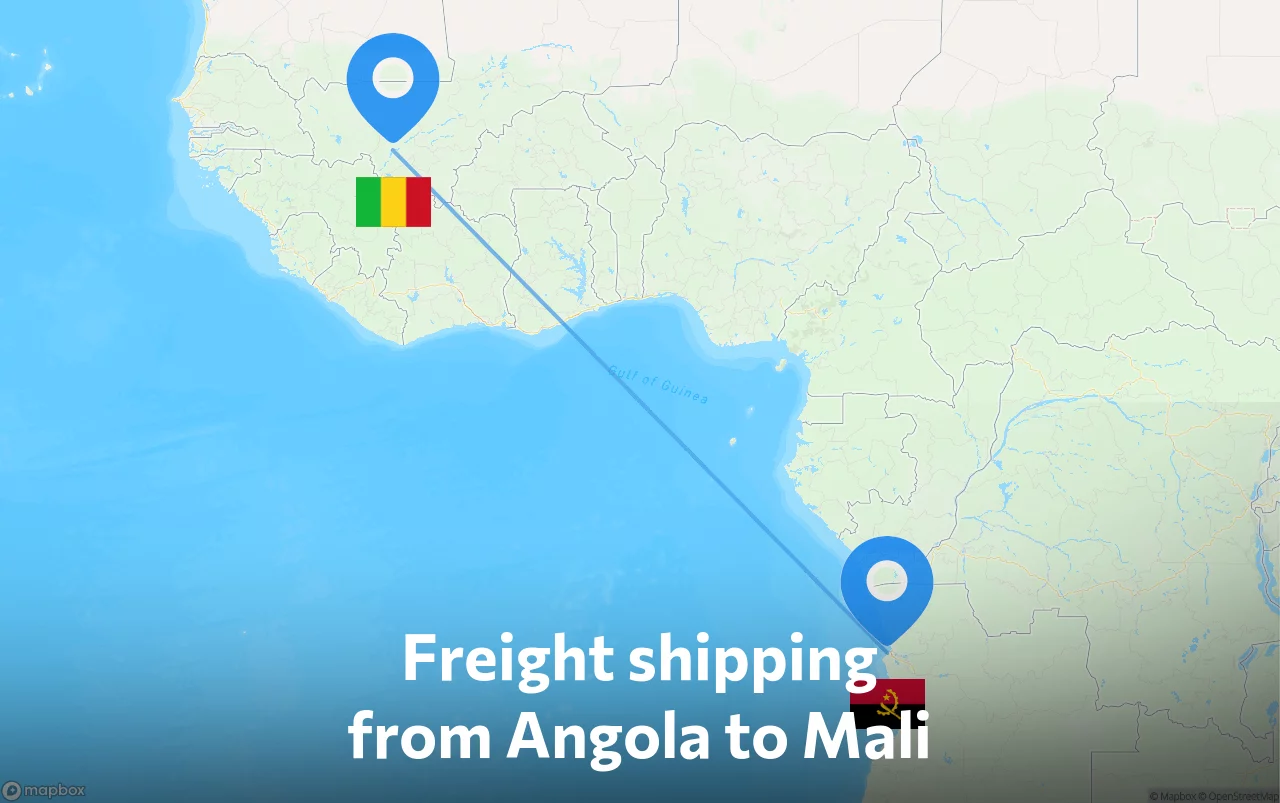 Shipping route from Angola to Mali
