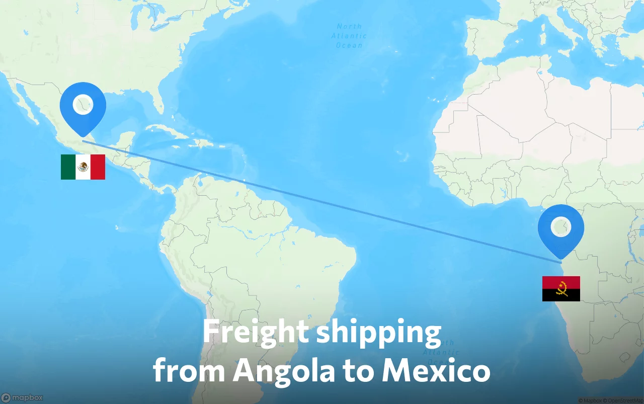 Shipping route from Angola to Mexico