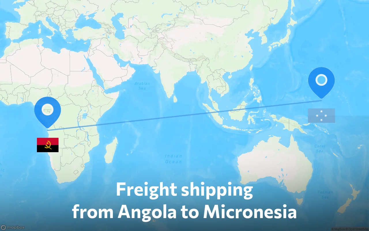 Shipping route from Angola to Micronesia