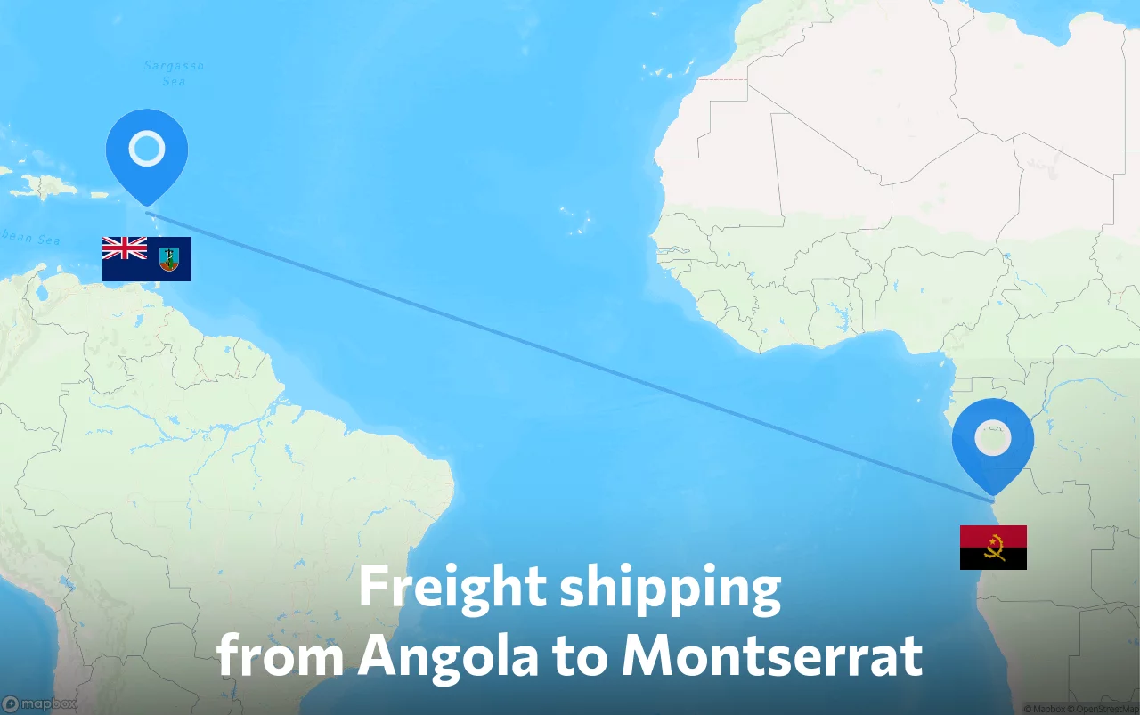 Shipping route from Angola to Montserrat
