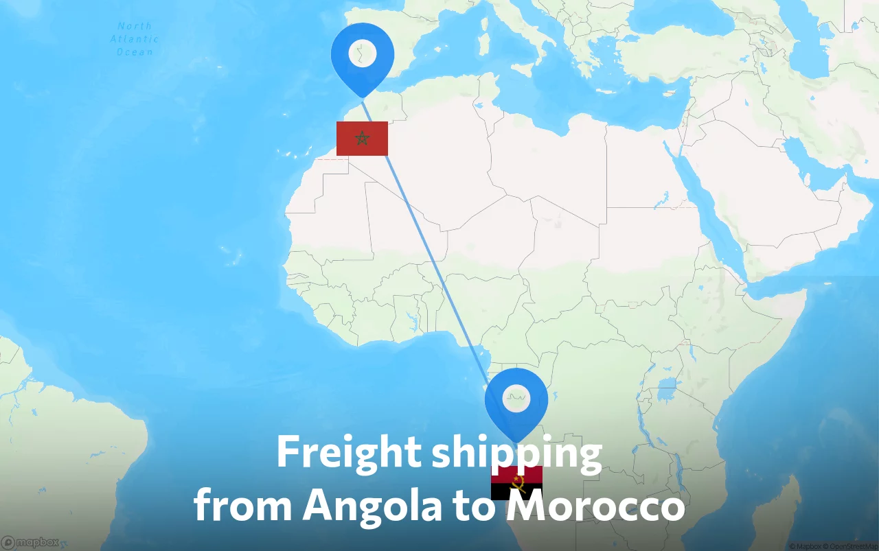 Shipping route from Angola to Morocco