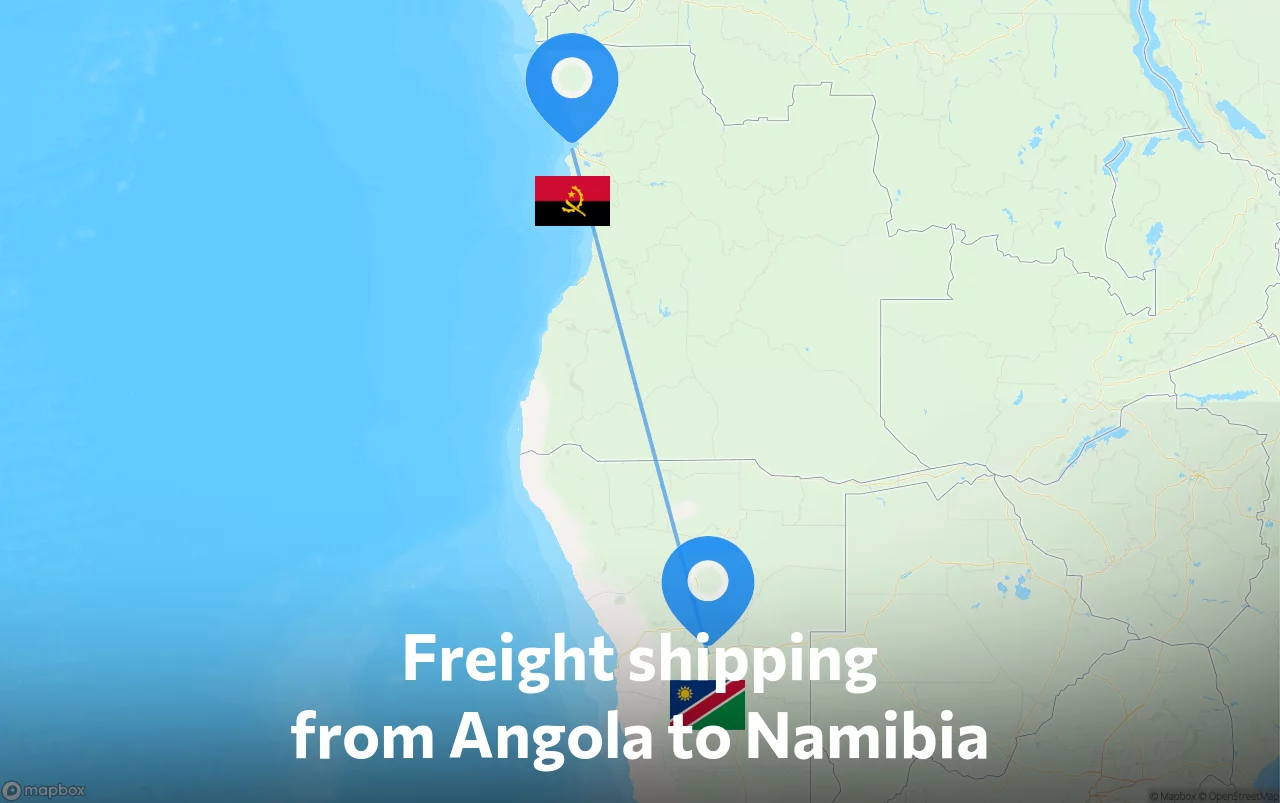 Shipping route from Angola to Namibia