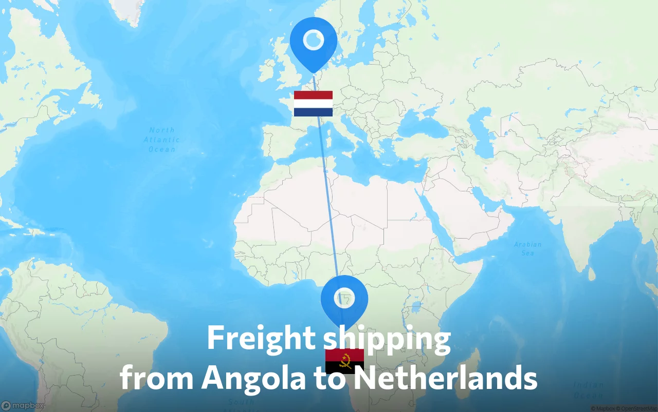 Shipping route from Angola to Netherlands