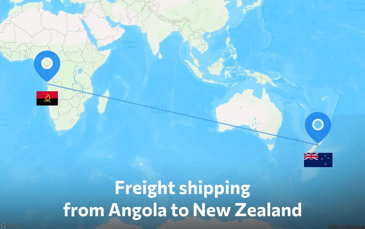 Shipping route from Angola to New Zealand