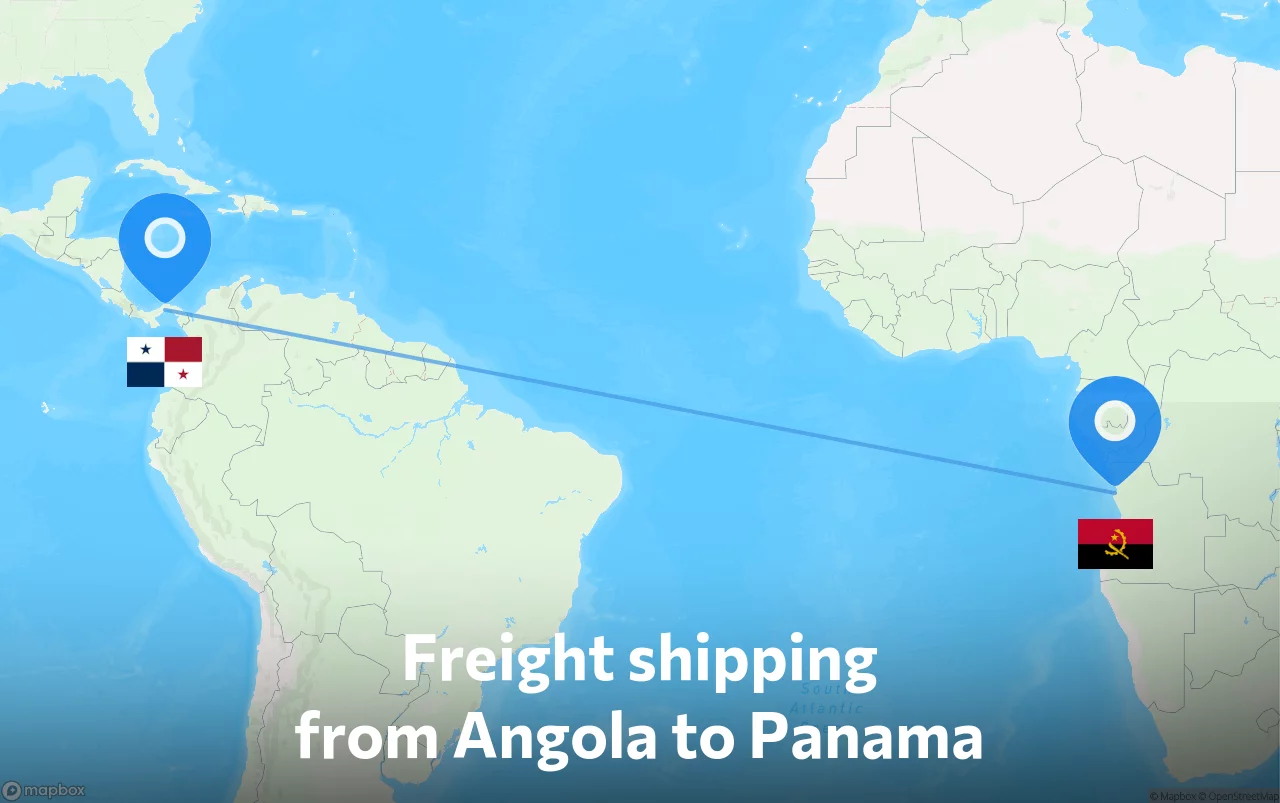 Shipping route from Angola to Panama