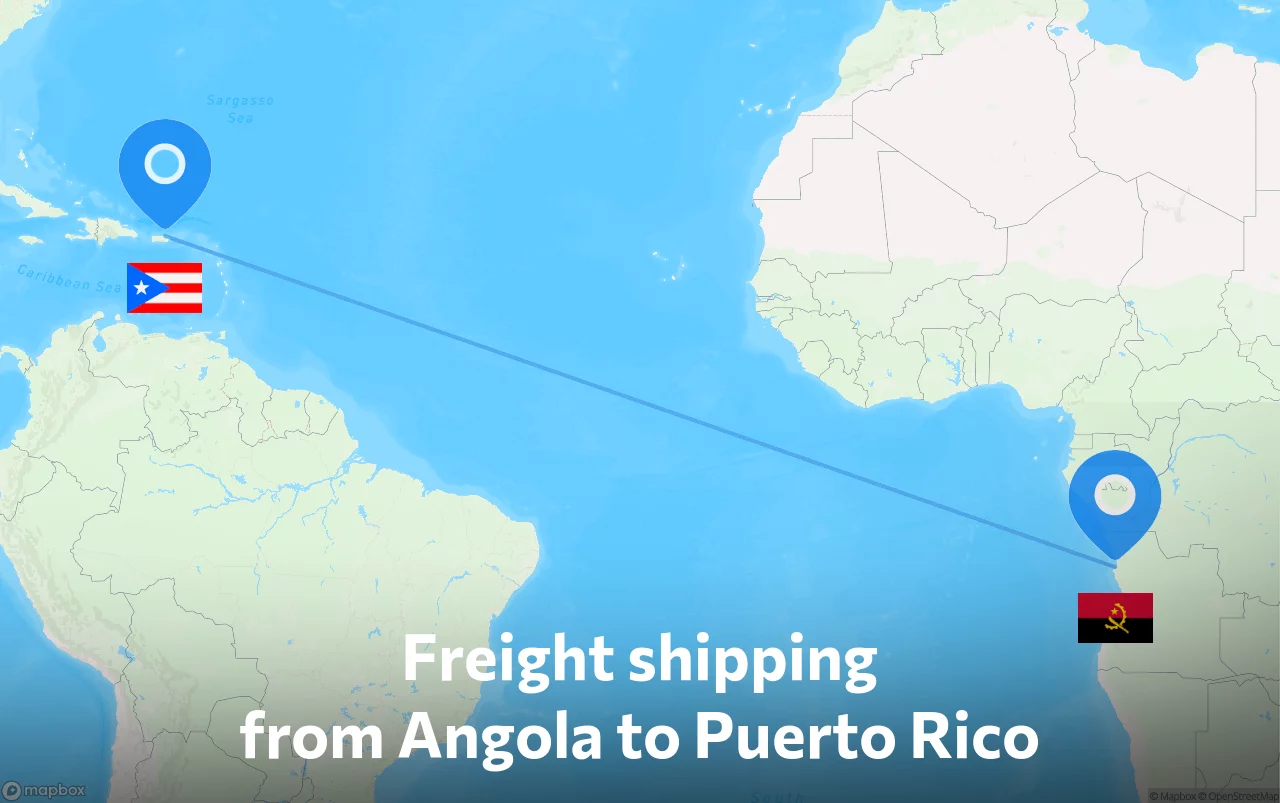 Shipping route from Angola to Puerto Rico