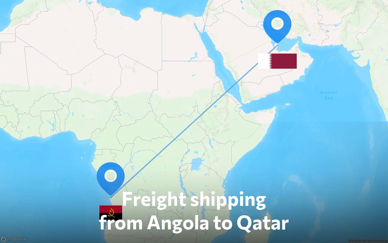 Shipping route from Angola to Qatar