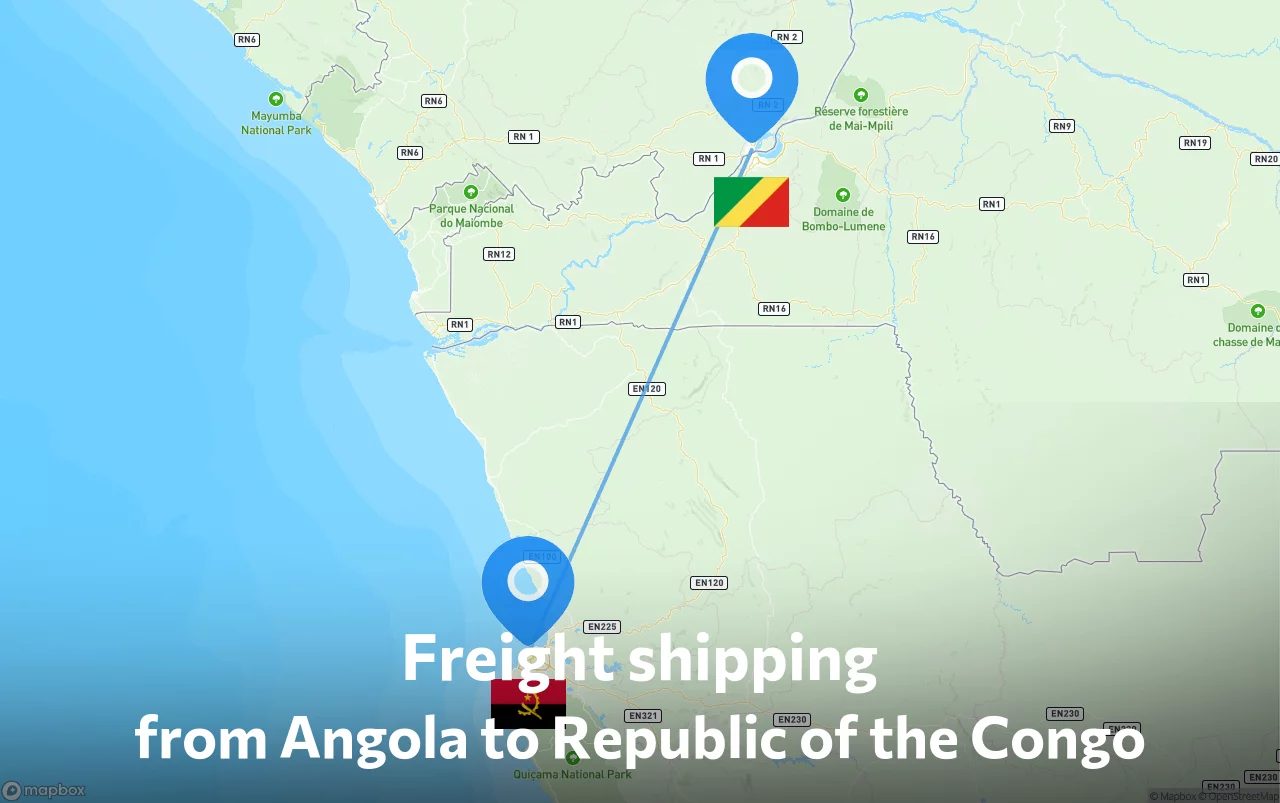 Shipping route from Angola to Republic of the Congo