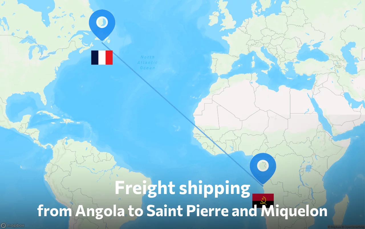 Shipping route from Angola to Saint Pierre and Miquelon