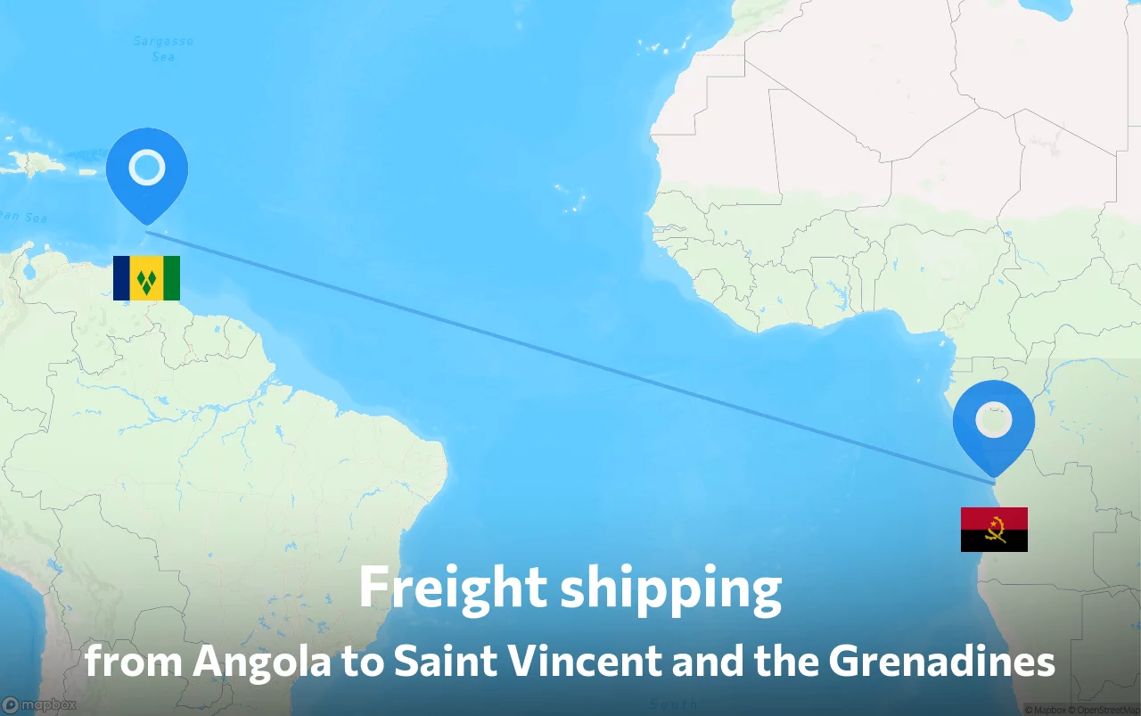 Shipping route from Angola to Saint Vincent and the Grenadines