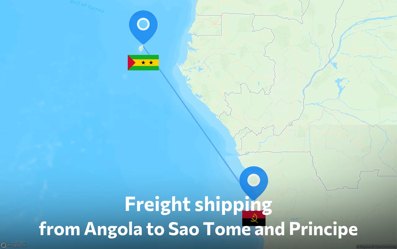 Shipping route from Angola to Sao Tome and Principe