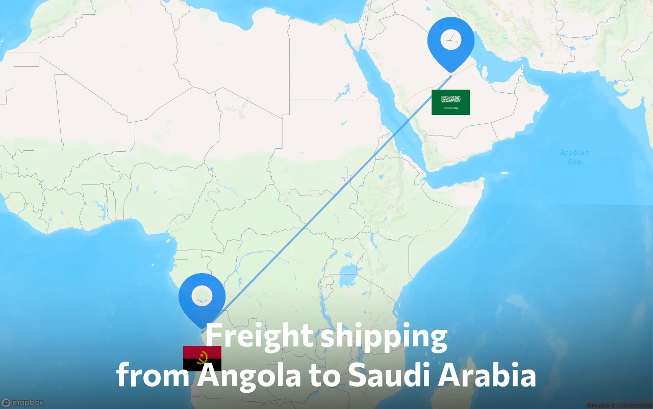 Shipping route from Angola to Saudi Arabia