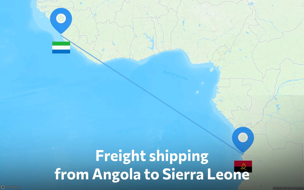 Shipping route from Angola to Sierra Leone