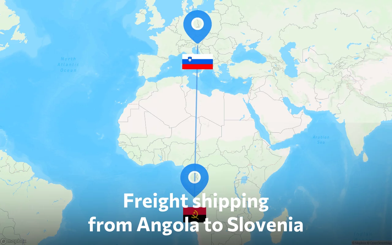 Shipping route from Angola to Slovenia