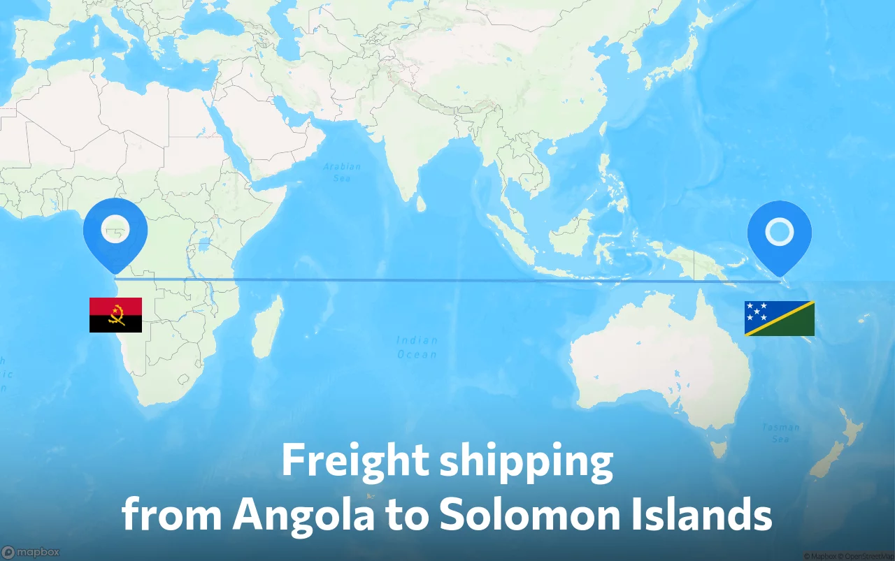 Shipping route from Angola to Solomon Islands