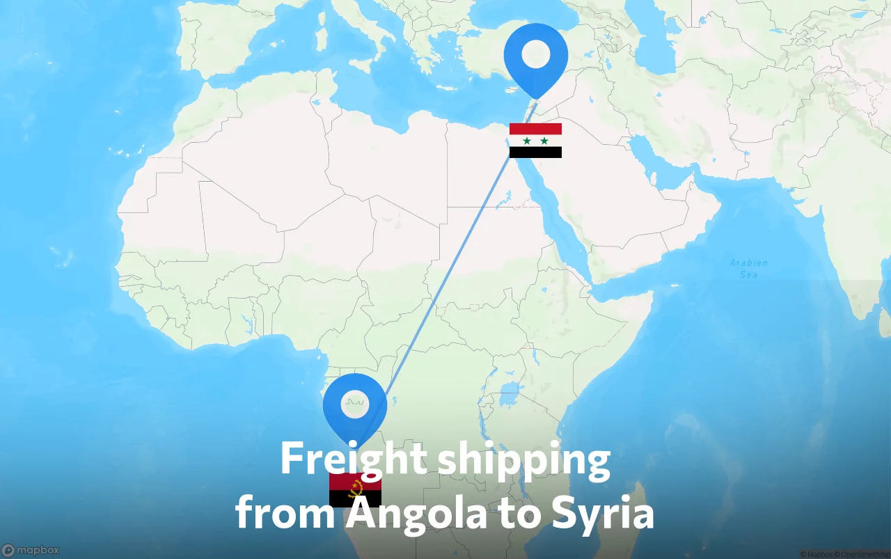 Shipping route from Angola to Syria