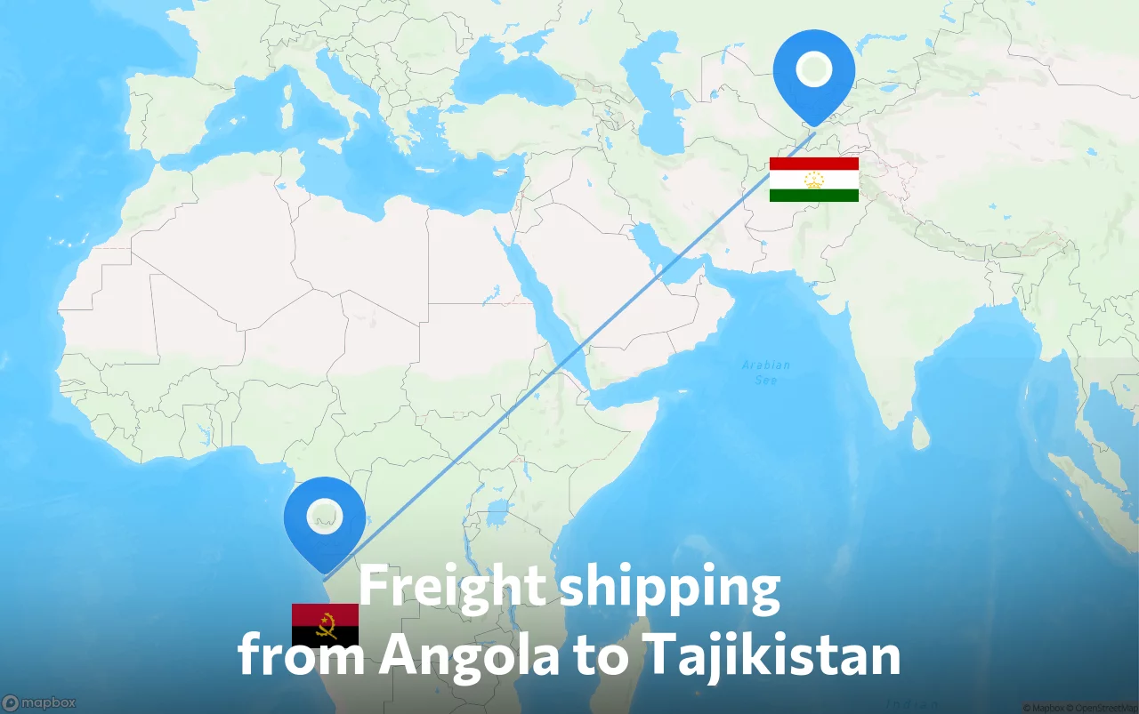 Shipping route from Angola to Tajikistan