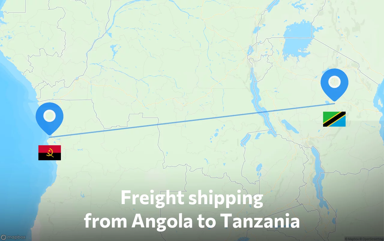 Shipping route from Angola to Tanzania